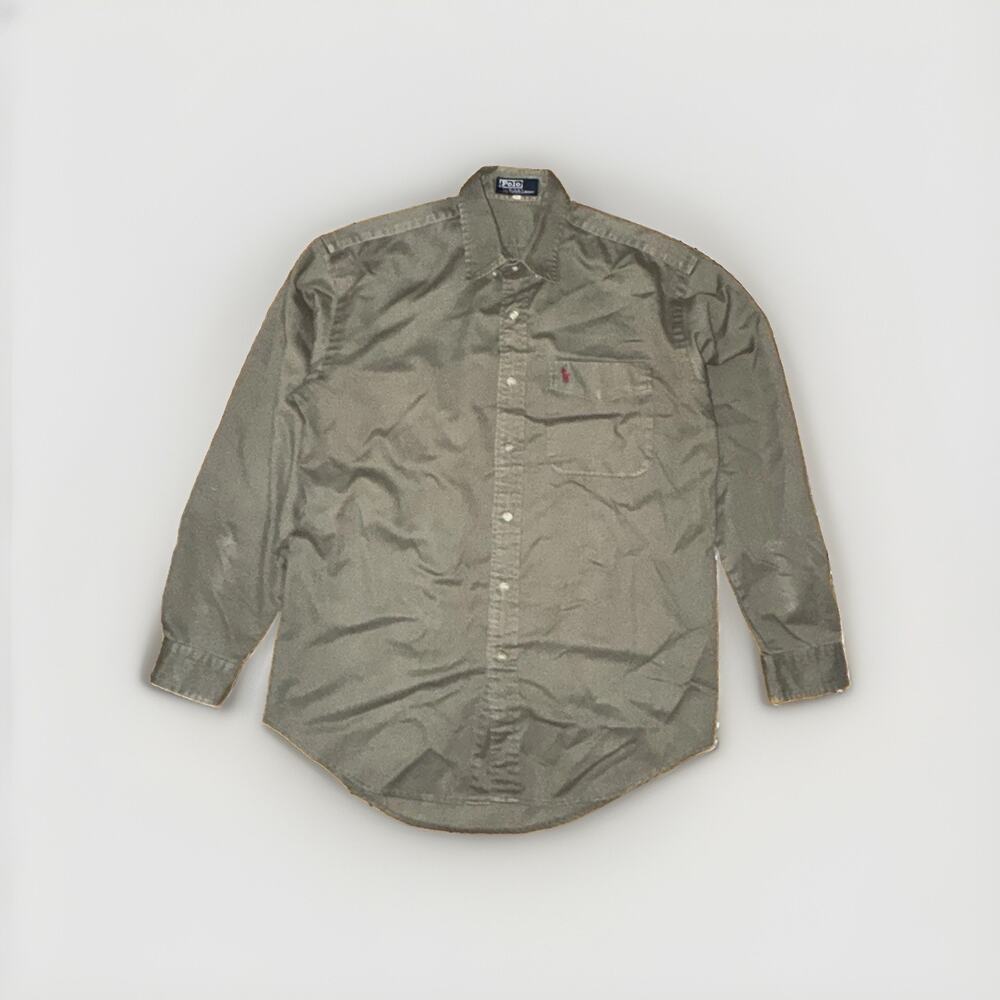 Polo Ralph Lauren Button Up Shirt Olive Green Men’s 41 Classic Fit 23x31